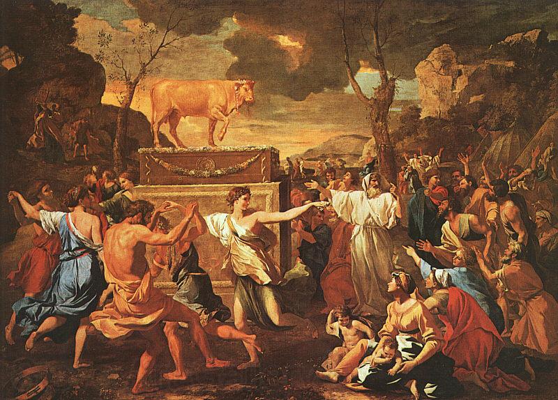 Nicolas Poussin The Adoration of the Golden Calf Spain oil painting art